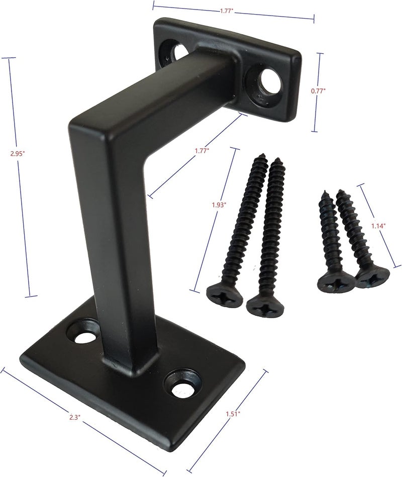 Langdoly 3-3/8" High Swivel Handrail Brackets for Staircase Stair Railing Heavy Duty Black Brackets with Screws (Fixed Stair handrail 5) - Image 3